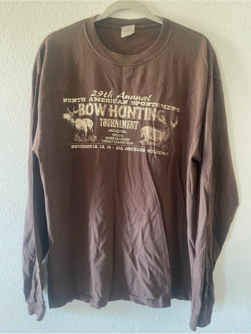 Anvil Brown Long Sleeve 'Bow Hunting Tournament' Graphic Tee